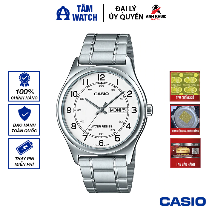 Đồng hồ nam dây kim loại Casio Standard chính hãng Anh Khuê MTP-V006D-7B2UDF (38mm)