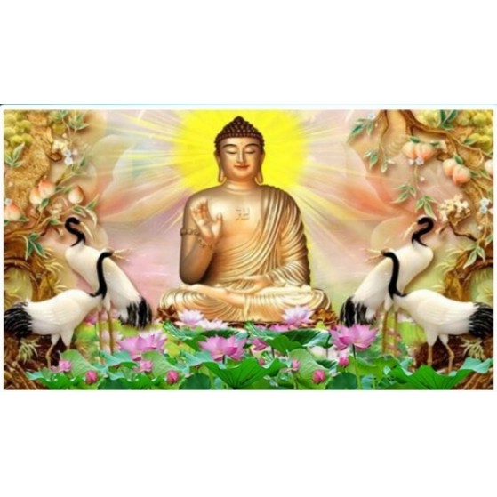 Tranh Đính Đá PHẬT (ĐÁ ABC CAO CẤP). Kích Thước: 1m1 x 75cm