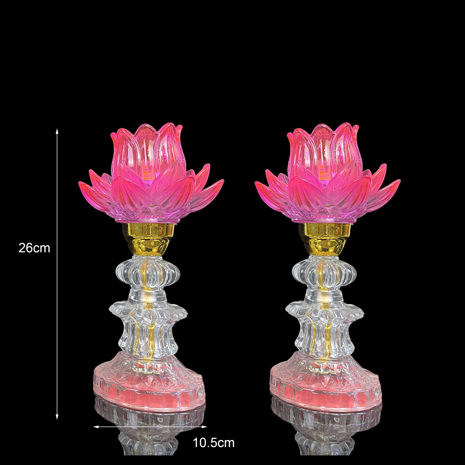 Đèn led 603B 7màu thủy tinh hoa sen thân hình tháp - phật giáo tuệ quang