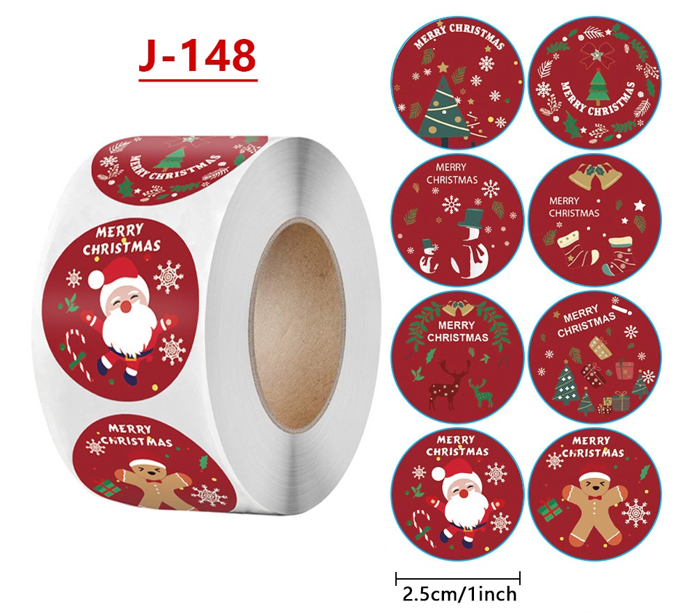 Cuộn 500 tem Sticker Hình  Noel dễ thương  - 2.5cm