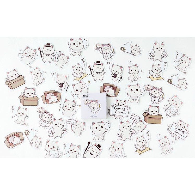 Bộ 45 Sticker Hàn Quốc hình mèo kute dán trang trí E05