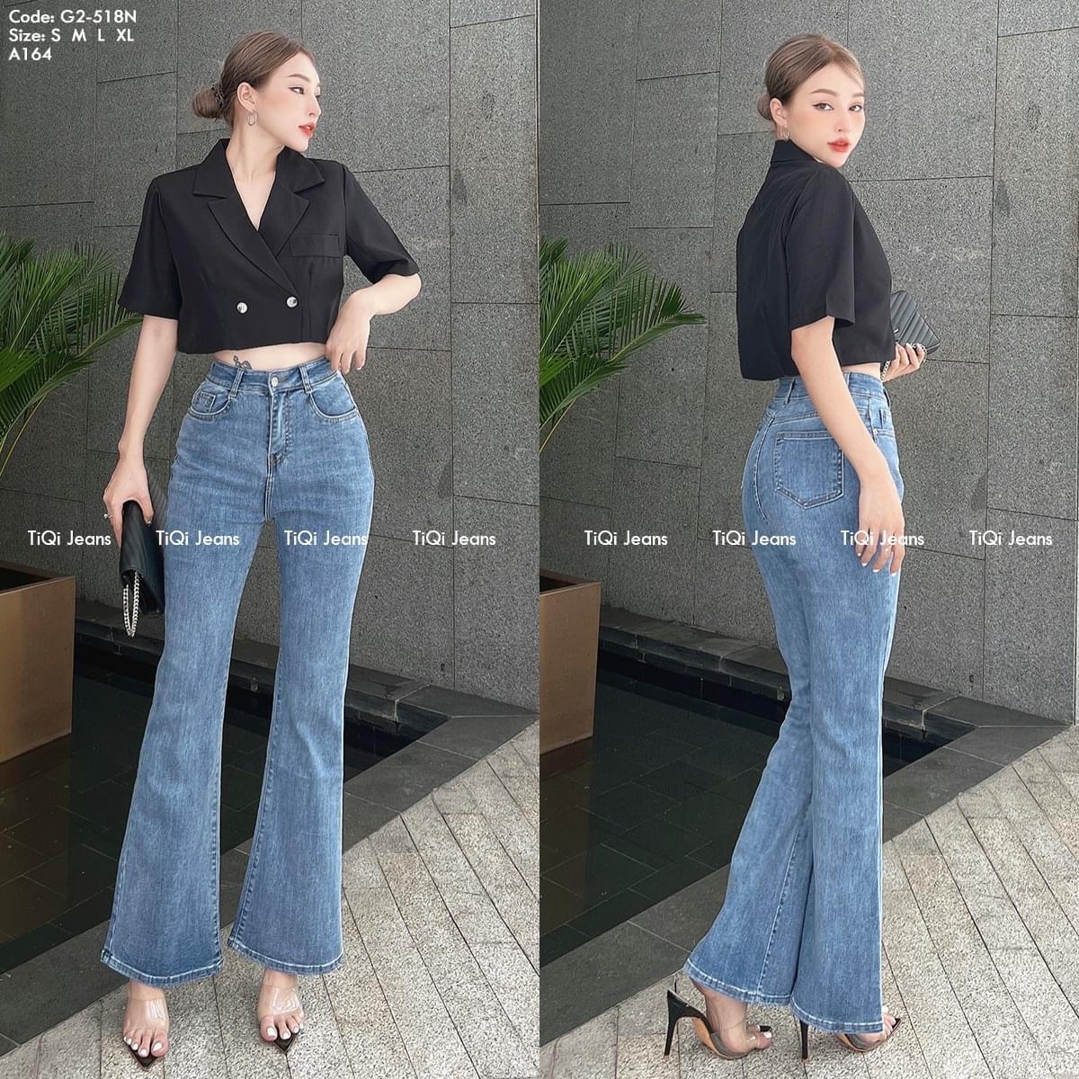 Quần loe nữ quần jean nữ loe quần ống loe đẹp quần bò nữ ống bass dài co giãn lưng cao THE COOKIES JEANS