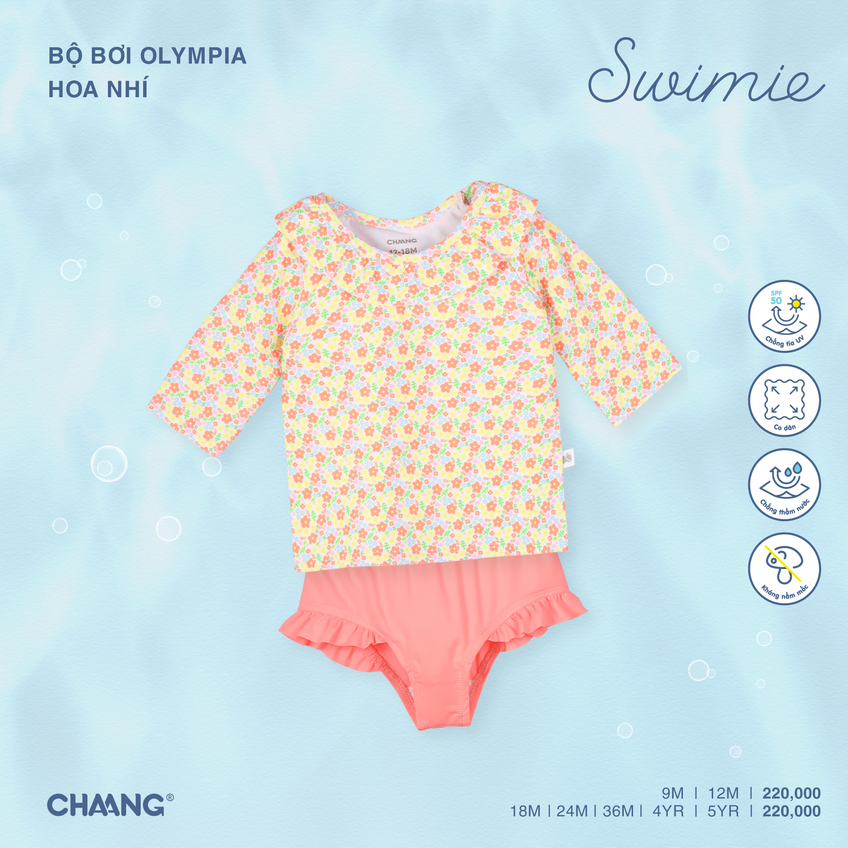 Bộ bơi hoa nhí bé gái Olympia Chaang