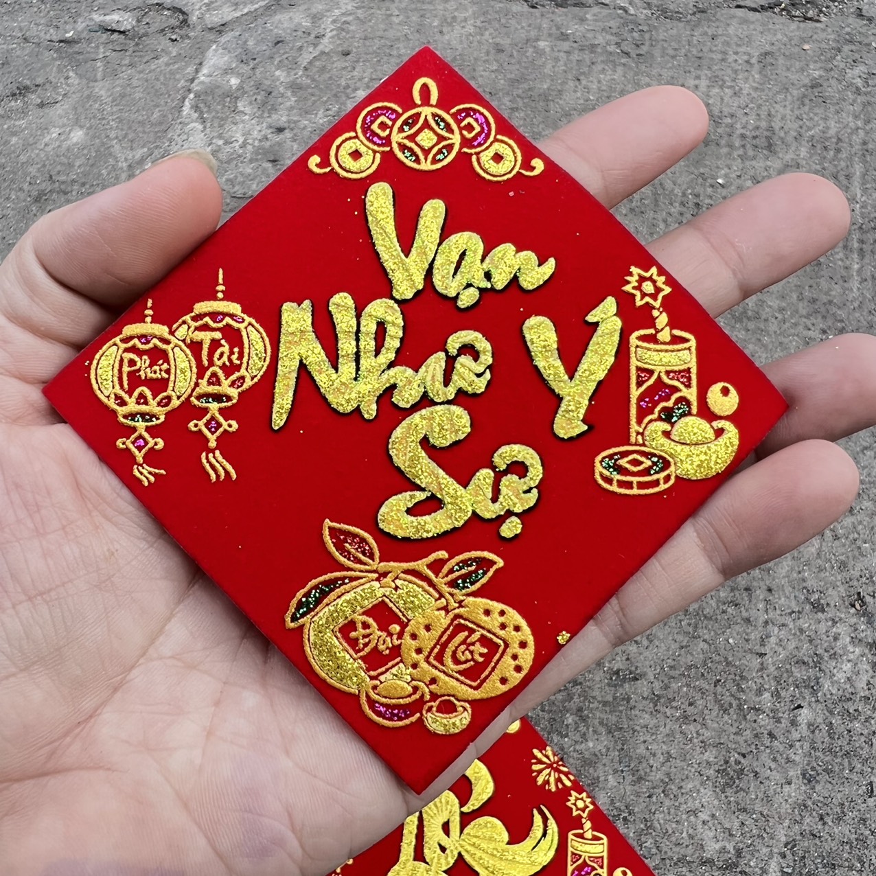 Decal Mặt Nhung Dán Dưa Bưởi Ngày Tết