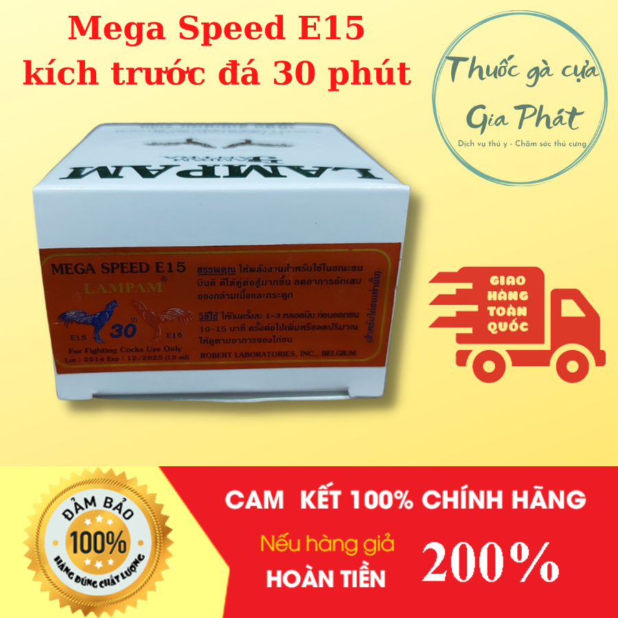Mega Speed E15 (Thuốc đá xanh) Thuốc gà đá KÍCH trước đá 30 phút