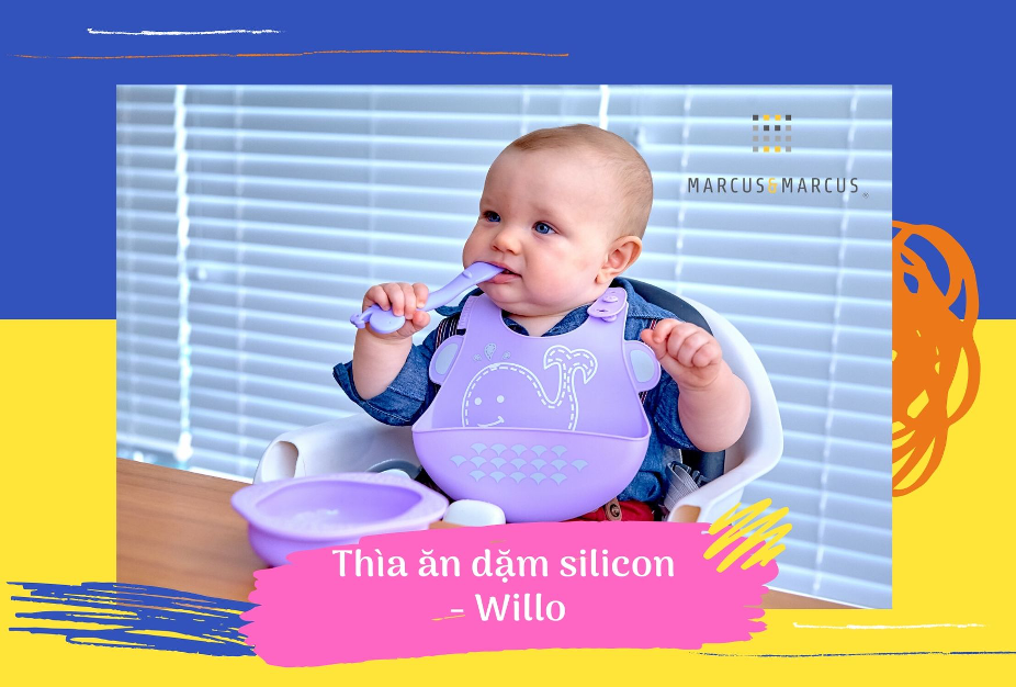 Thìa ăn dặm silicon cho bé Marcus & Marcus, từ 6 tháng - Willo