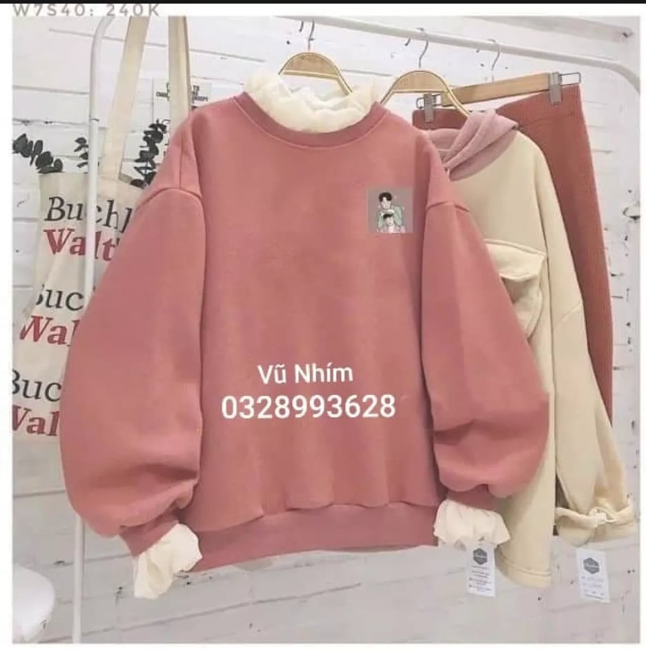 Áo nỉ sweater đôi bạn thân 2 (trọng lượng từ 40kg đến 75kg)