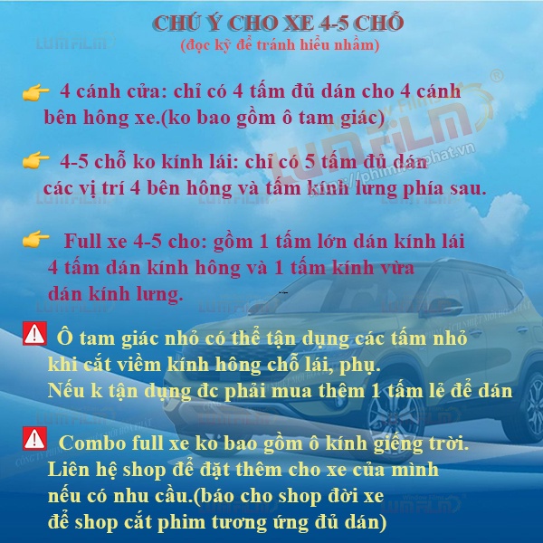 phim cách nhiệt cắt theo xe (COMBO siêu tiết kiệm)