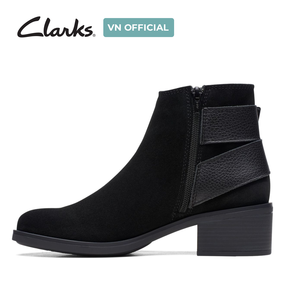 Giày Bốt Cao Gót Da Lộn Nữ Clarks - Memi Buckle