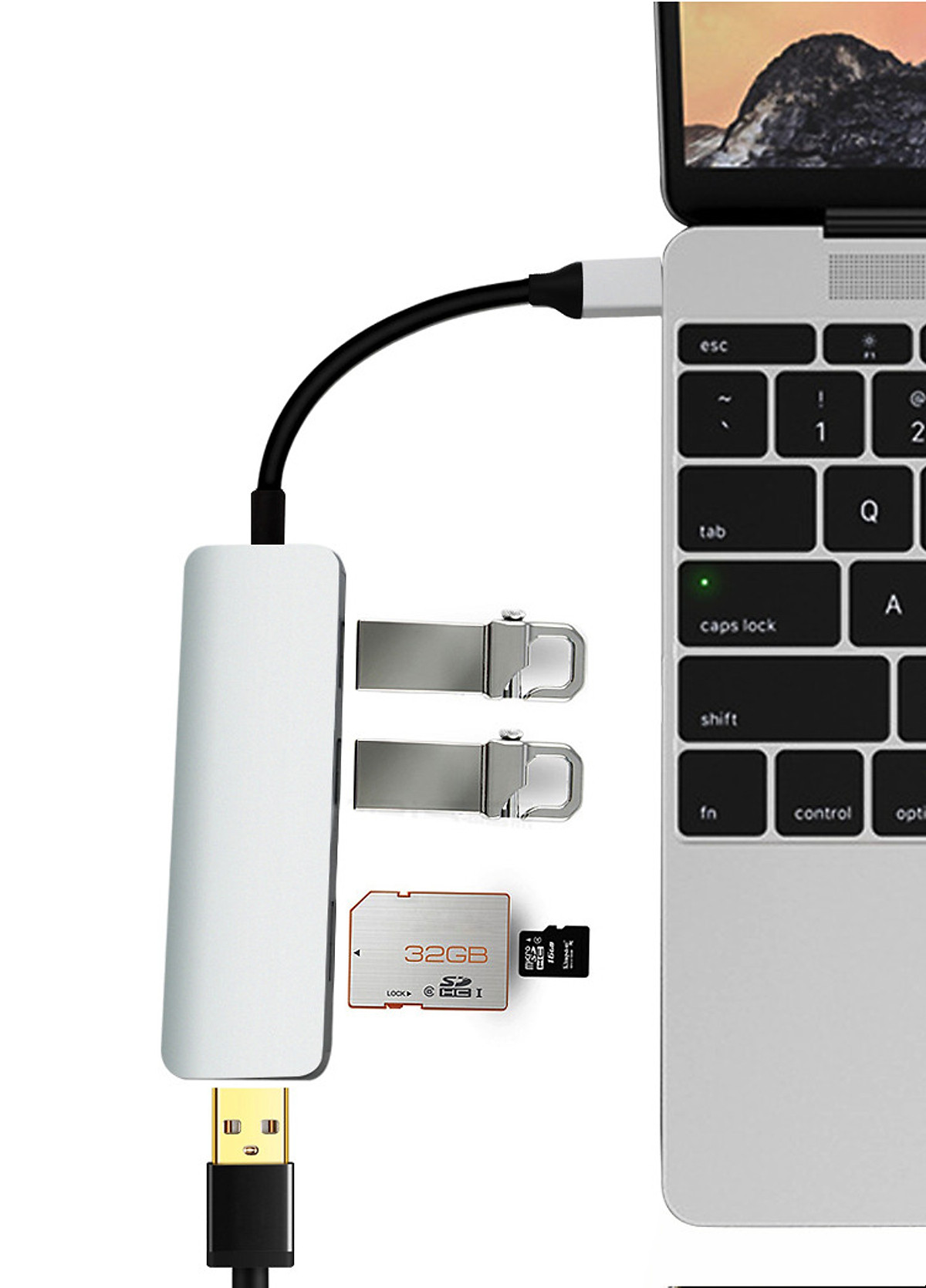 HUB Type C To 3 x USB 3.0 & SD/TF card