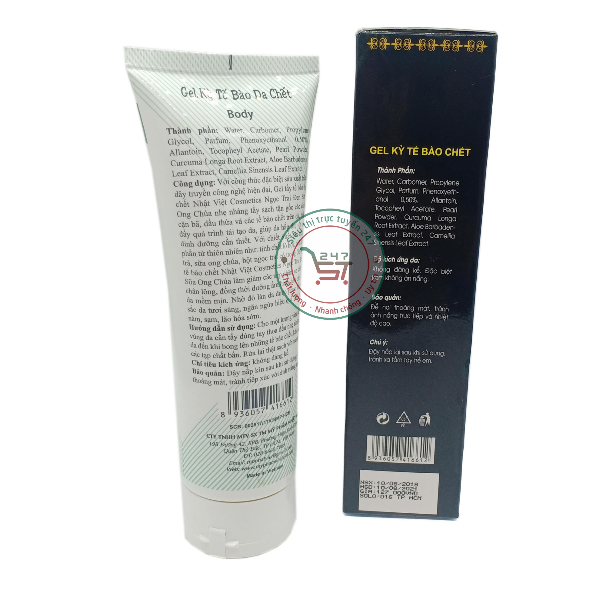 Gel kỳ tế bào chết toàn toàn thân Ngọc trai đen - Sữa ong chúa Nhật Việt 250ml (Đen)Siêu thị trực tuyến 247