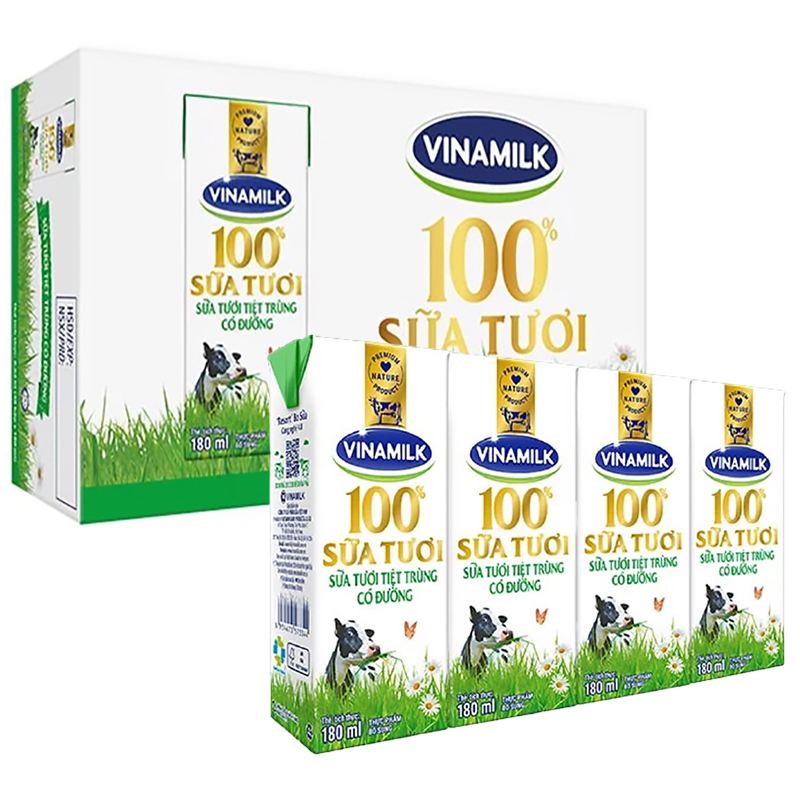 Lốc 4 hộp sữa vinamilk 180ml date luôn mới