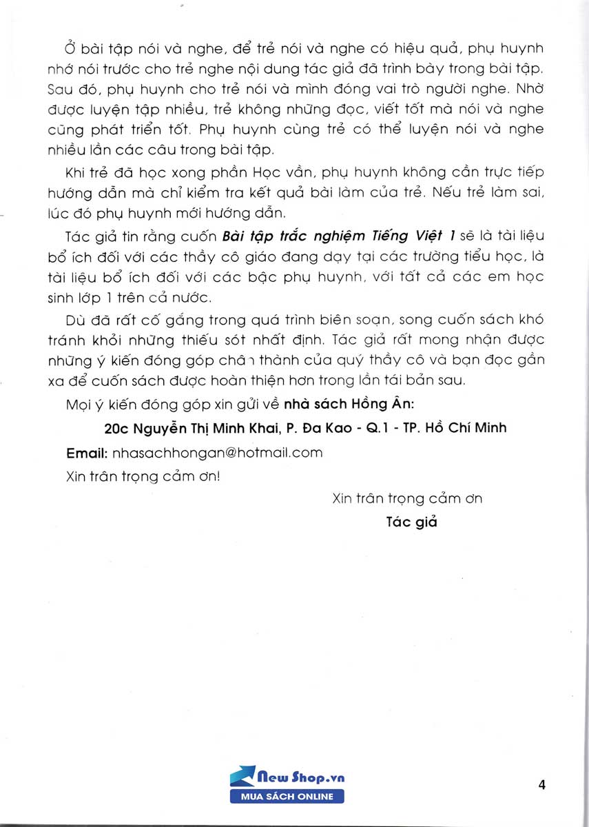 Sách - Bài Tập Trắc Nghiệm Tiếng Việt 1 (Theo Chương Trình Tiểu Học Mới Định Hướng Phát Triển Năng Lực) - Newshop