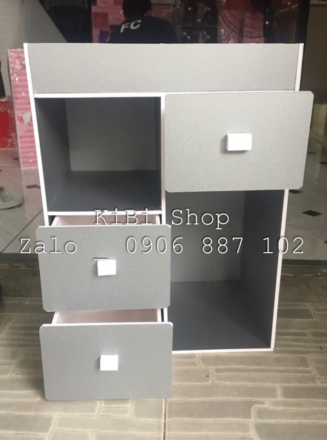 Kệ để mỹ phẩm xám 3 ngăn cao