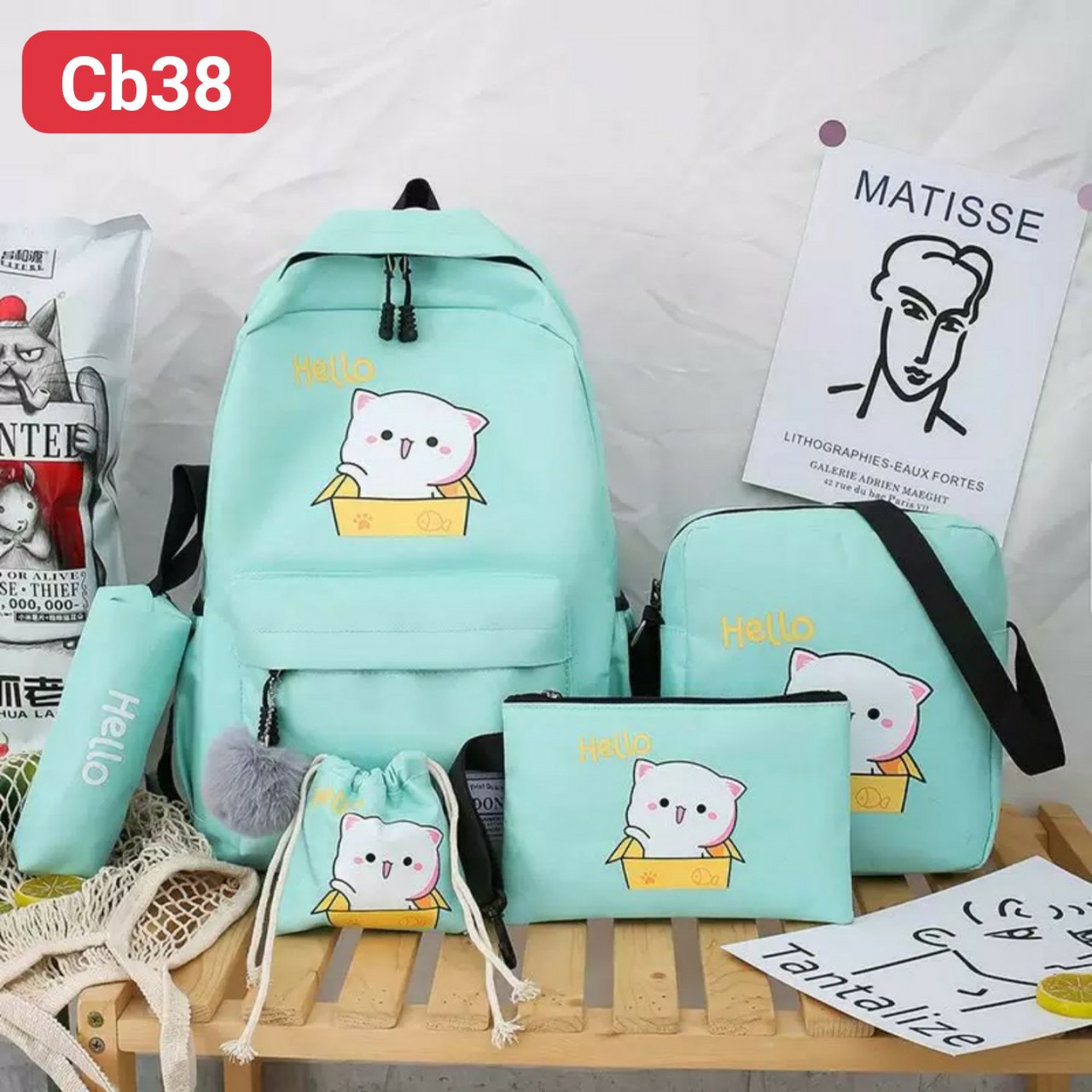 SET BALO NỮ 4 MÓN HELLO VẪY TAY CỰC DỄ THƯƠNG CB38