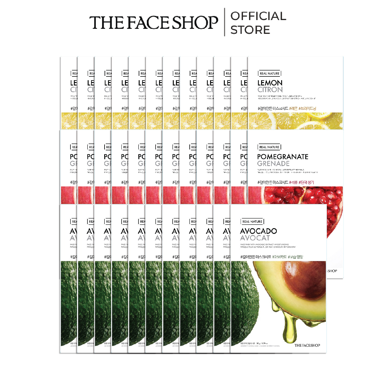 Combo 35 mặt nạ real nature dưỡng da the face shop 20g