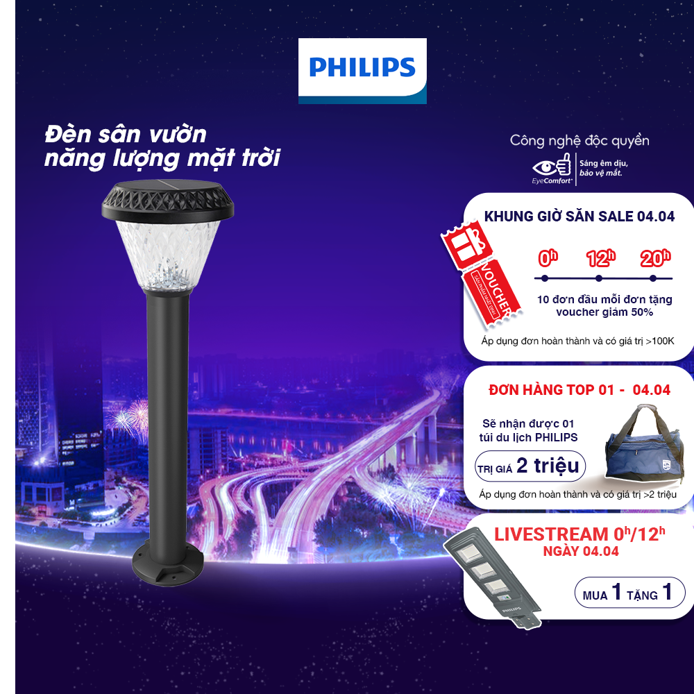 Đèn cắm cỏ Philips năng lượng mặt trời (full mẫu mã) BGC050