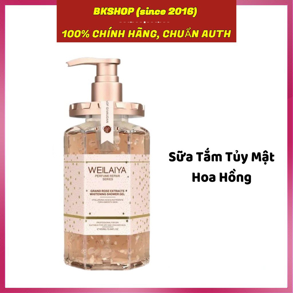 Sữa Tắm trắng da tủy mật hoa hồng damask Weilaiya 450ml