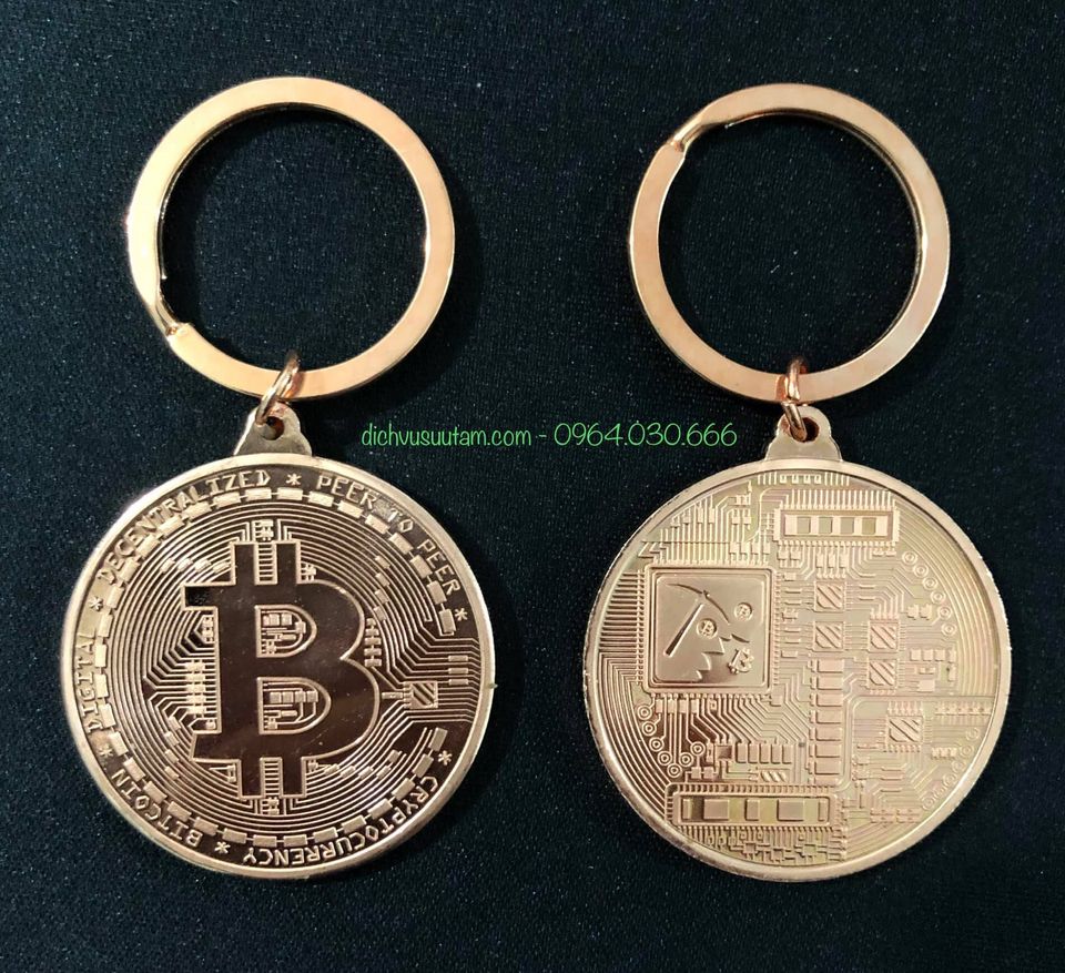 Móc khóa Bitcoin mạ đồng, độc và lạ