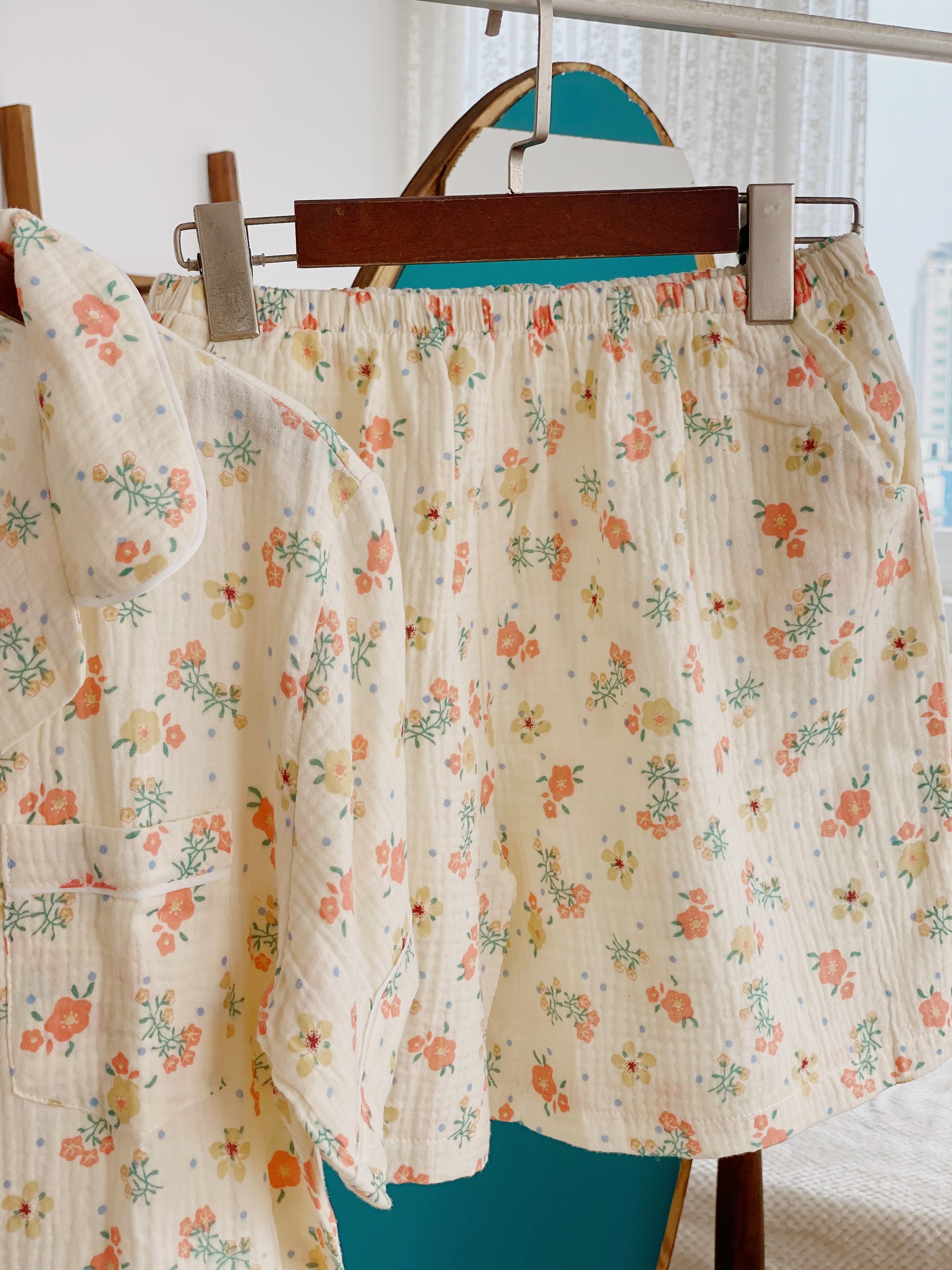 BỘ PYJAMA/PYJAMA MUSLIN TAY CỘC QUẦN CỘC (ẢNH THẬT)