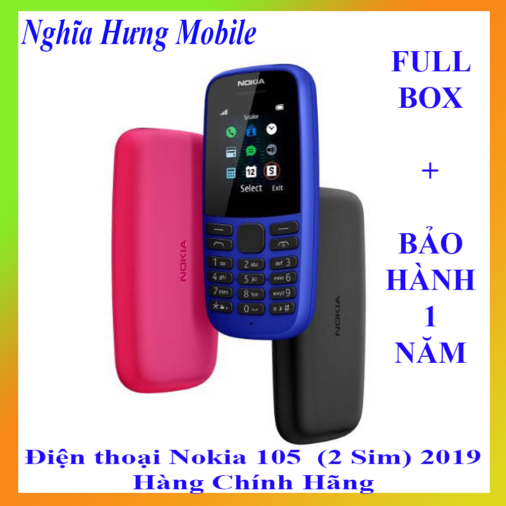 điện thoại giá rẻ nokia 105(2019) 2SIM full box  (MAIN ZIN - CHÍNH HÃNG - BẢO HÀNH 1 NĂM)