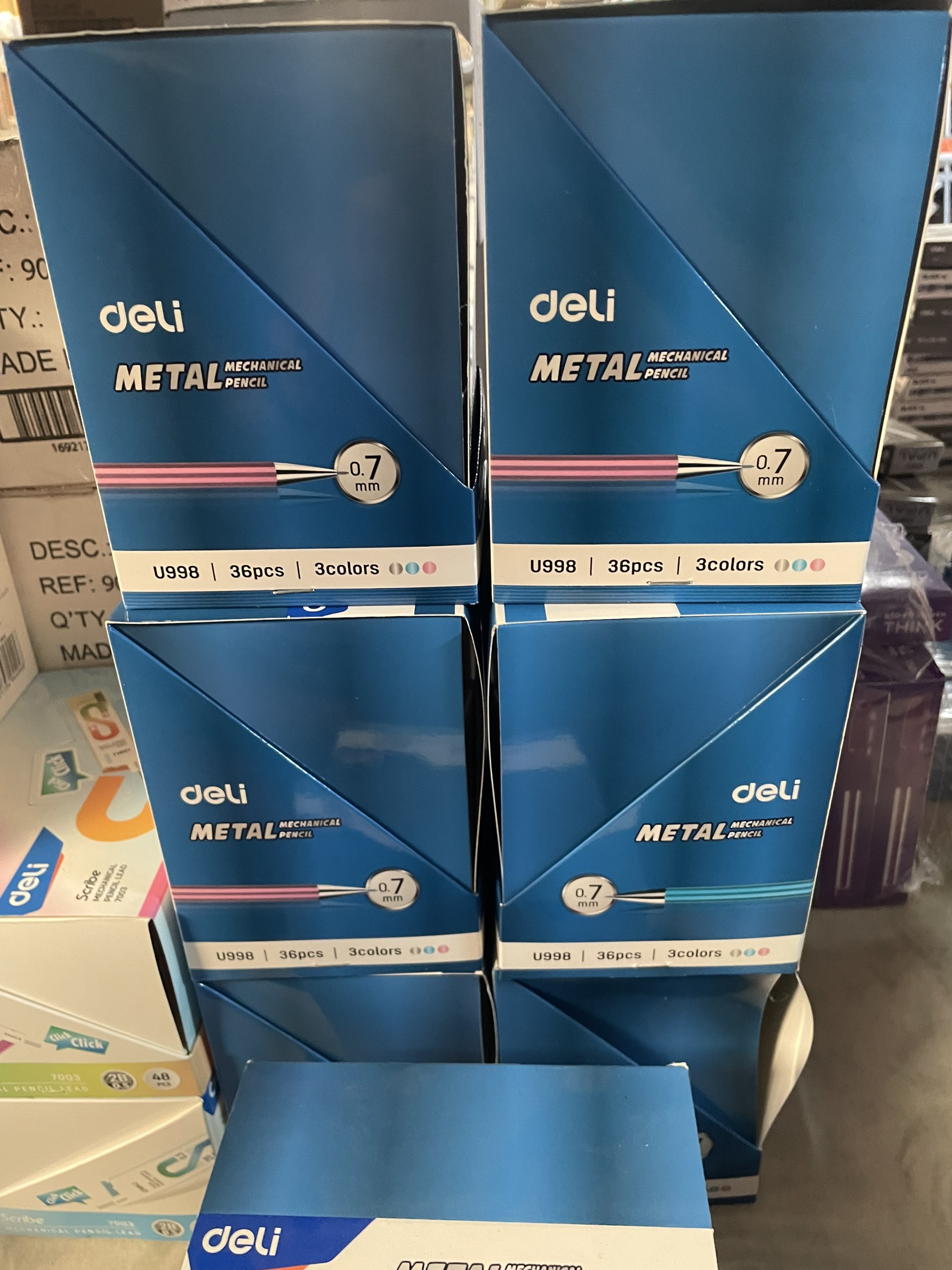 Bút chì kim bấm U998/U999 Deli kèm đầu tẩy thân kim loại