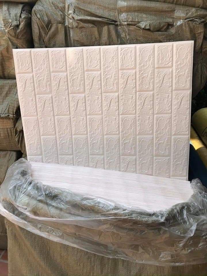 XỐP DÁN TƯỜNG GIẢ GẠCH 3D TRẮNG SZ  to nhất 77X70CM loại 3mm và 6mm