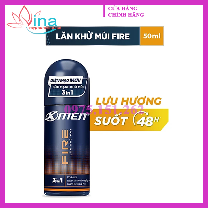 [HCM]Lăn khử mùi X-Men Fire chai 50ml