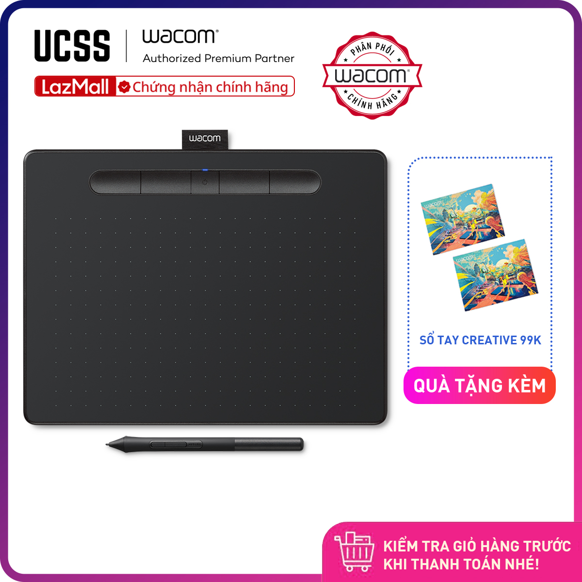 [Trả góp 0%]Bảng Vẽ Wacom Intuos M Bluetooth CTL-6100WL (Hàng Phân Phối Chính Thức)