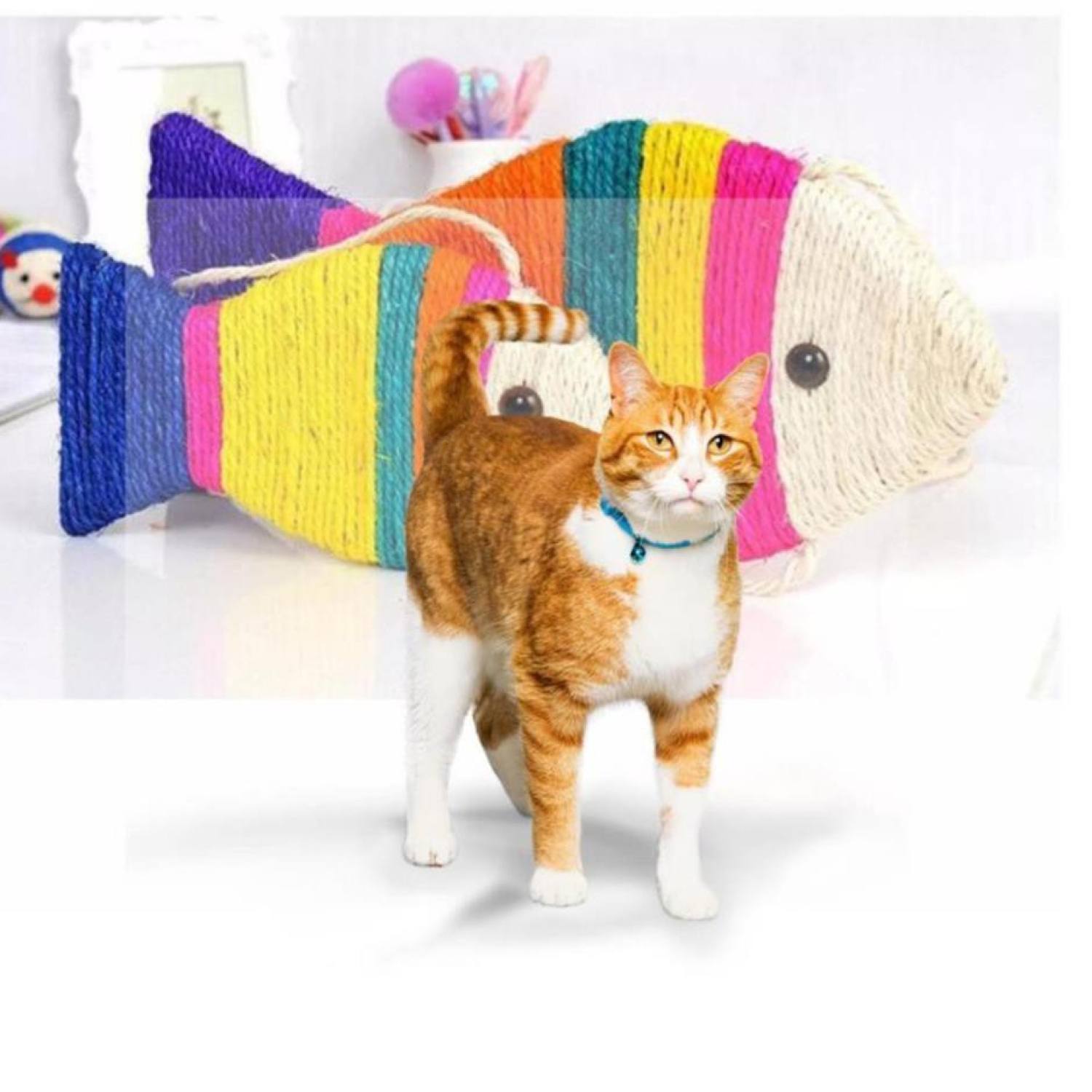Hanpet - Size M - Đồ Chơi Bàn Cào Móng Hình Cá Bằng Thừng Đáng Yêu Cho Mèo