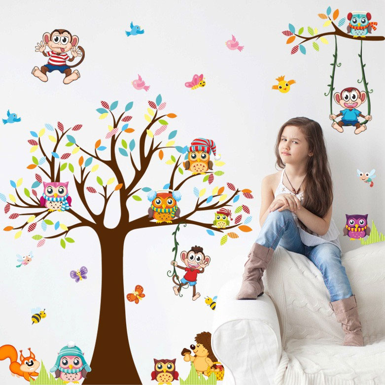 Decal dán tường từ tiếng anh về loài vật cho bé Sticker Decal dán tường SK9084- Decal dán tường con vật -Decal dán tường hình thú