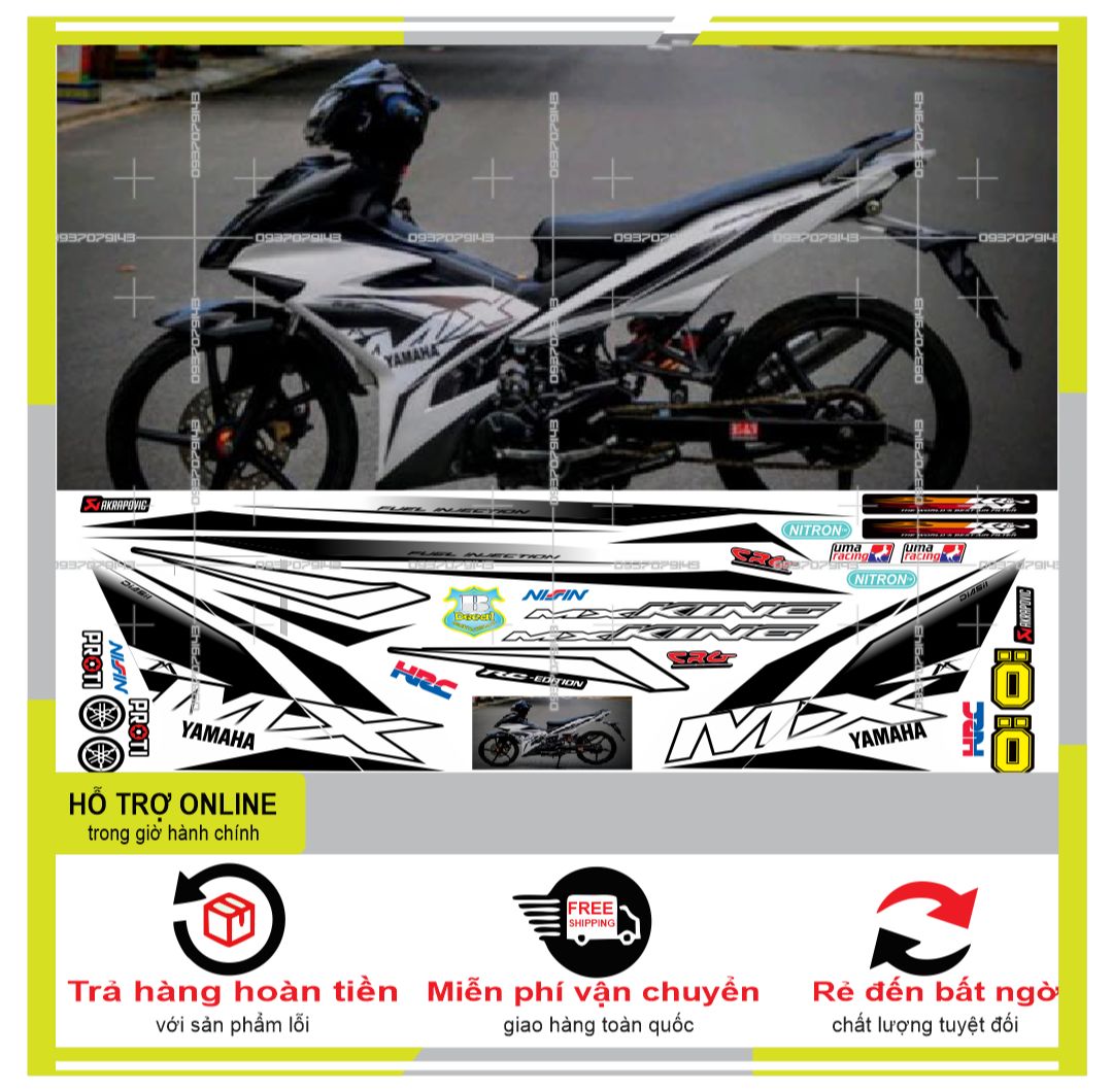TEM RỜI EXCITER 150 MXKING DÁN XE TRẮNG MẶT NẠ ĐEN