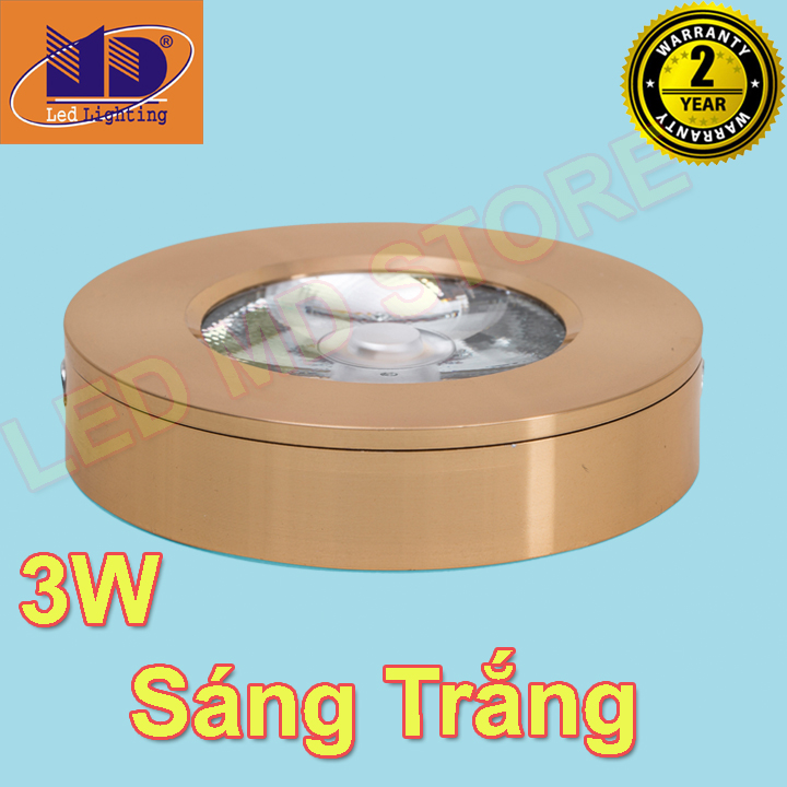 Đèn ốp nổi cob 3w, đèn ốp tủ rượu vỏ gold- on03