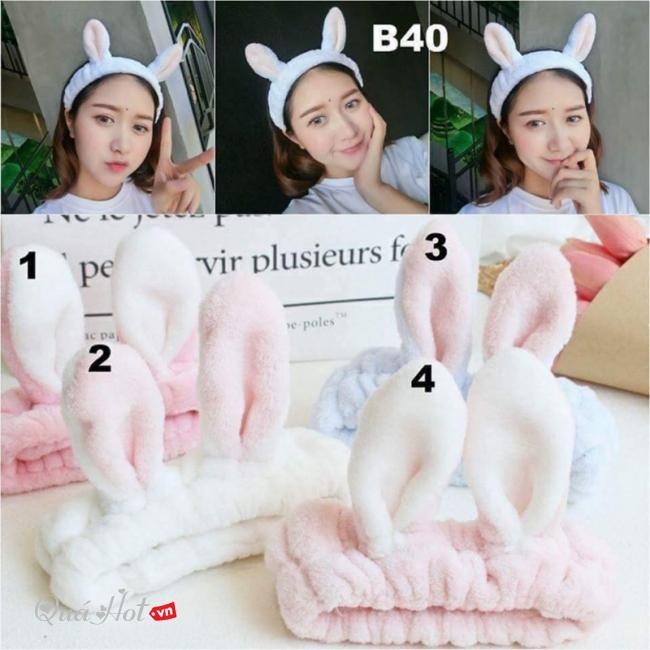 Băng đô tai thỏ vải nhung 3D