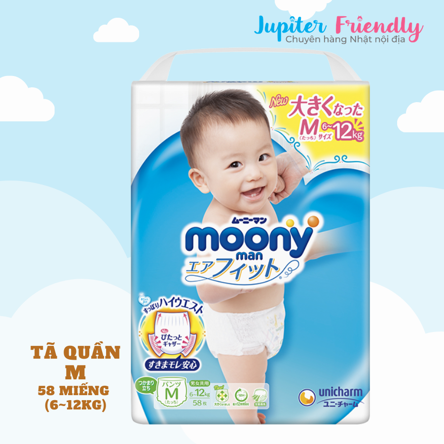 Bỉm - Tã Quần Moony Blue M58/ L44/ XL38 (Trai & Gái)