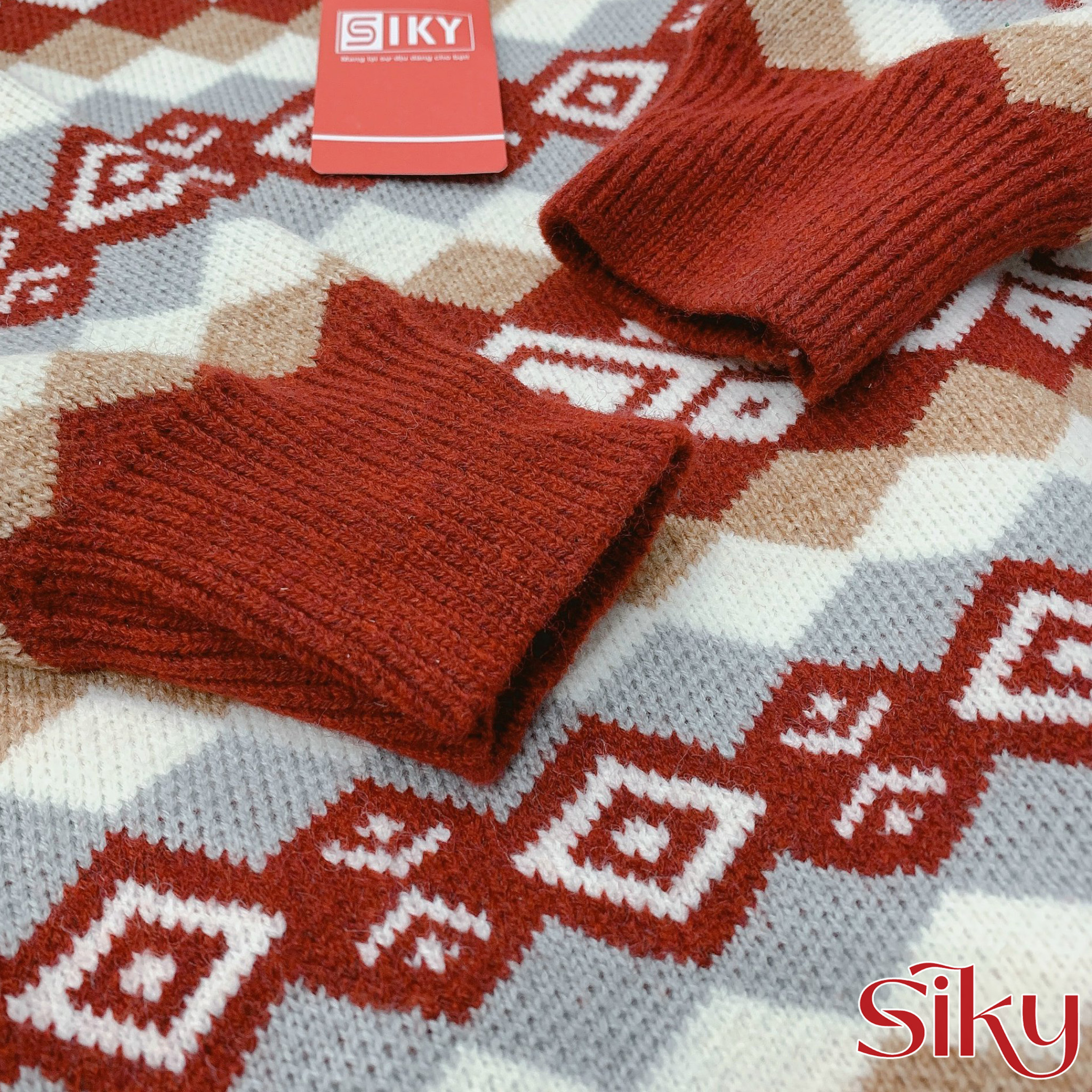 Áo len noel nữ SIKY - len giáng sinh họa tiết boho - AL08