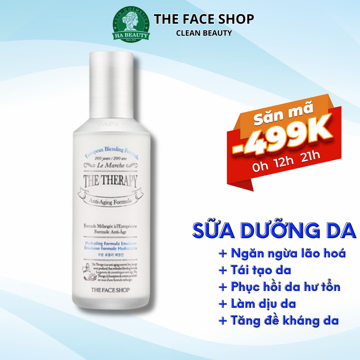 Sữa dưỡng ẩm chống lão hóa làm dịu da phục hồi da THE FACE SHOP naturecollection The THERAPY Hydrating Formula Emulsion 130ml