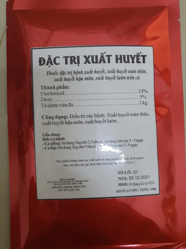 Đặc trị xuất huyết cho lươn, cá, ếch,...