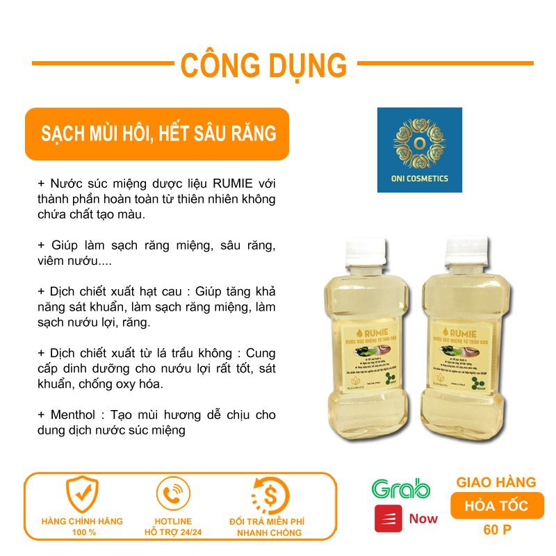 Nước Súc Miệng Từ Trầu Cau Sạch Miệng Chắc Răng - 220ml