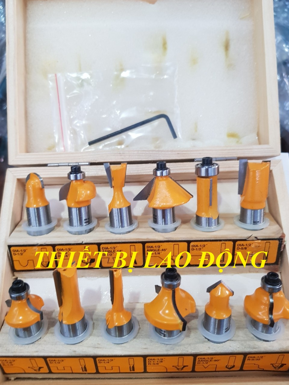Bộ 12 mũi phay gỗ 1/2" (12.7mm)  Ingco AKRT12121
