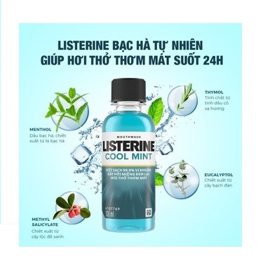 Nước súc miệng Listerine Cool Mint chai 100ml