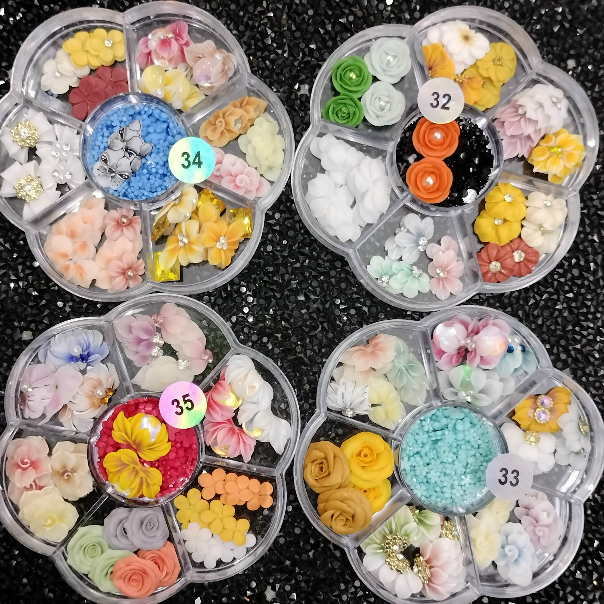 Hoa Bột Nails Trang Trí Đính Móng Tay - Khay Mix 36 Bông