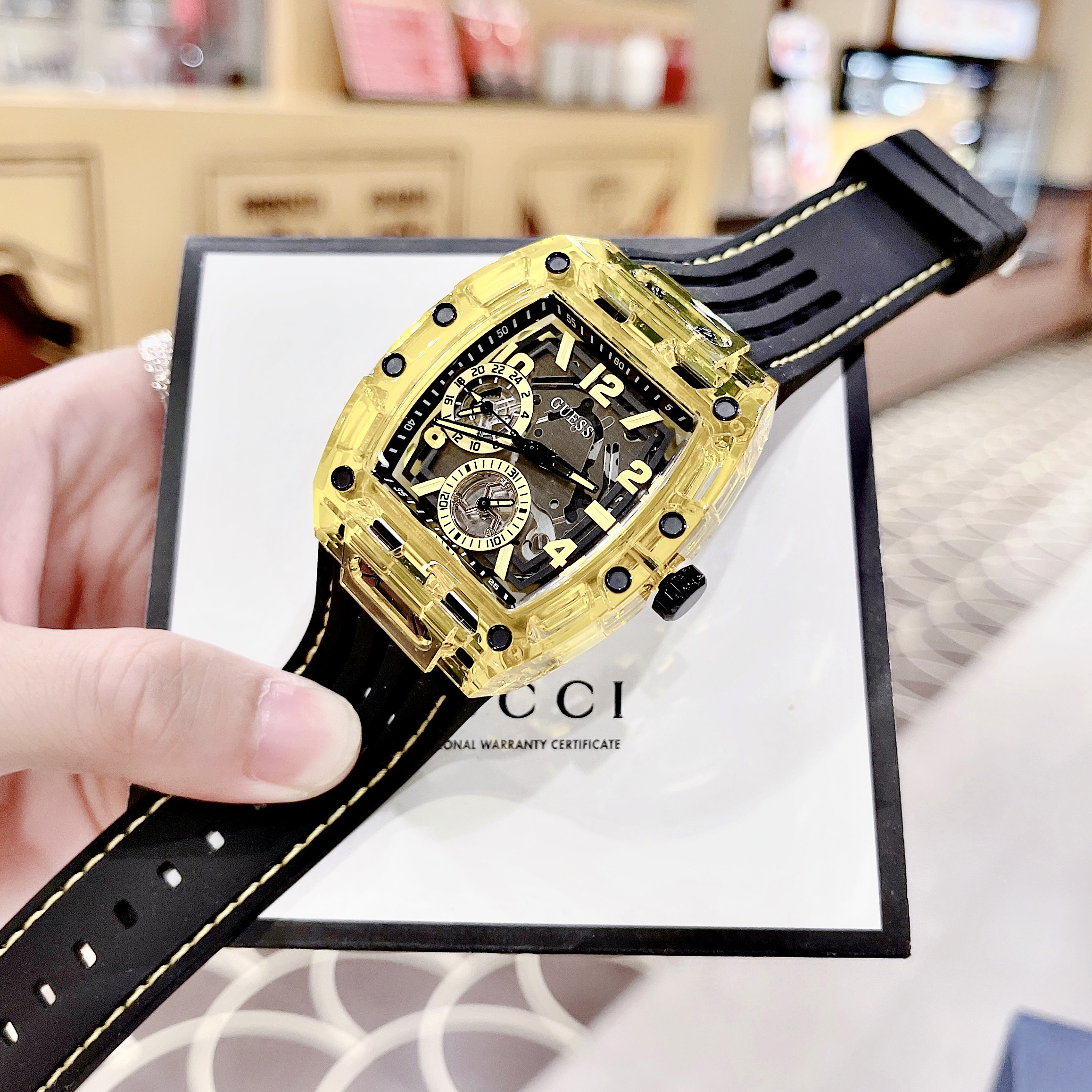 Đồng hồ nam đeo tay thời trang chống nước dây cao su GUE$$ GW0499G1 GW0499G2 GW0499G3 mạ carbon size 43 x 51mm fullbox , vỏ thép không gỉ , cao cấp sang trọng , shop kiwi