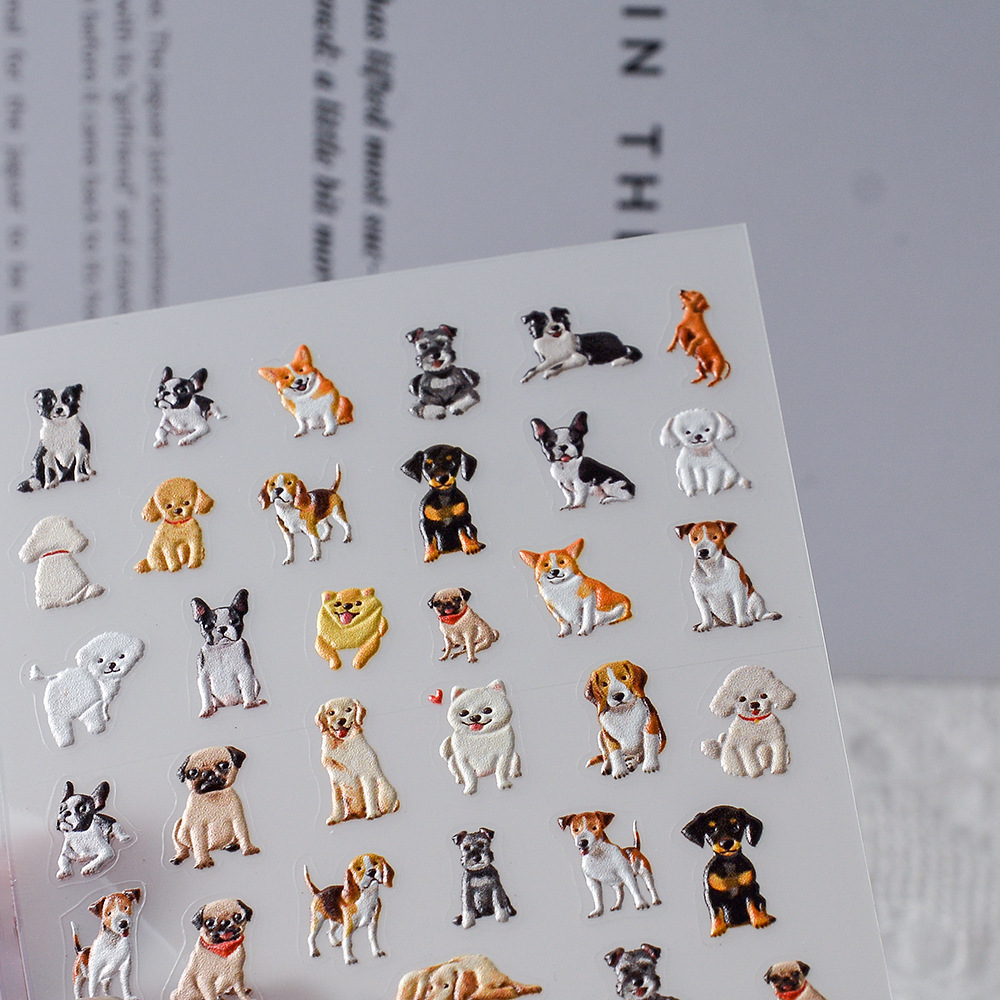Sticker Lụa Nổi 5D | Bé Chó | Hình Dán Móng Tay TS-049