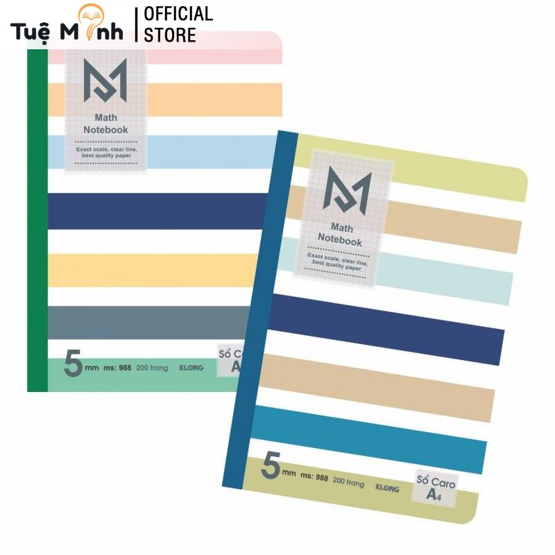 Vở Klong A4 200 Trang Caro May Dán Gáy Math Notebook Học Toán Tiện Lợi Klong Ms 988- VPP Tuệ Minh