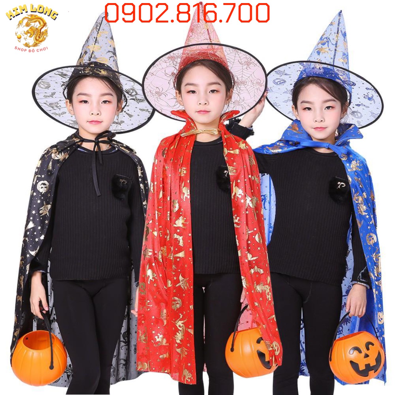 Áo Choàng và nón phù thuỷ trang phục hoá trang Halloween