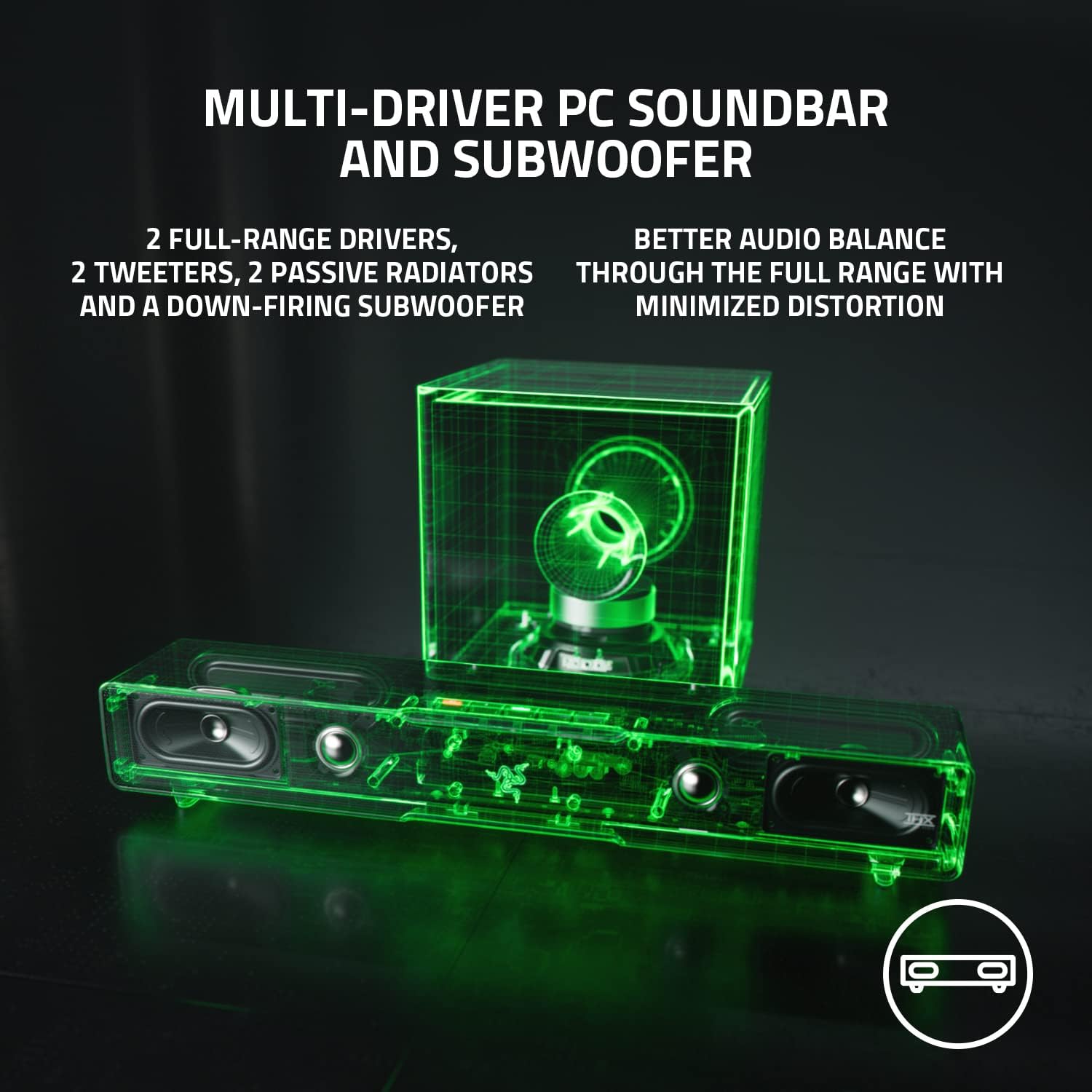 Loa Razer Leviathan V2 | PC Gaming Soundbar with Subwoofer (Loa Gaming) | THX Spatial Audio | Compact Design | Bluetooth