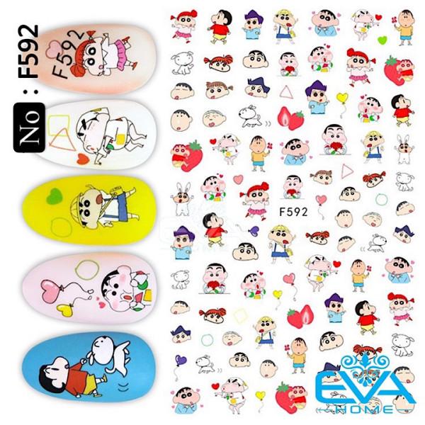 [HCM]Miếng Dán Móng Tay 3D Nail Sticker Tráng Trí Hoạ Tiết Hoạt Hình Bé Sin F592
