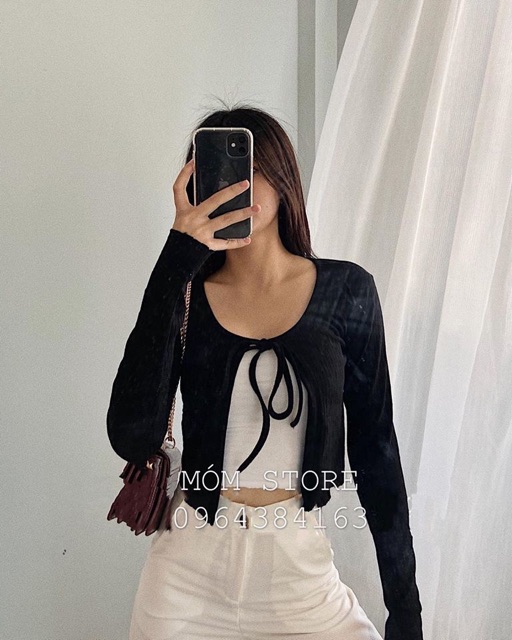 ÁO CROP CADIGAN CỘT NƠ THẦN THÁNH