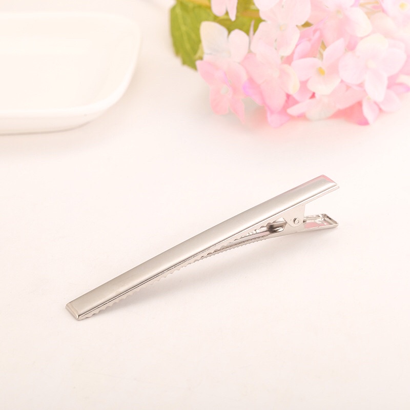 Phôi kẹp mỏ vịt bạc trơn nhiều size
